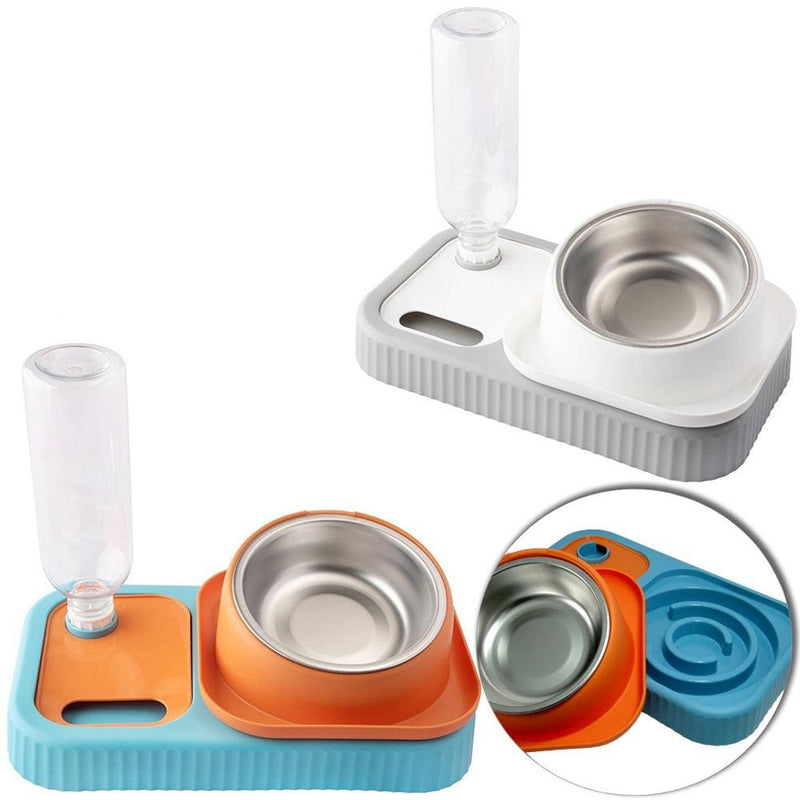 COMEDOURO E BEBEDOURO DE PLASTICO E INOX COM ADAPTADOR E GARRAFA